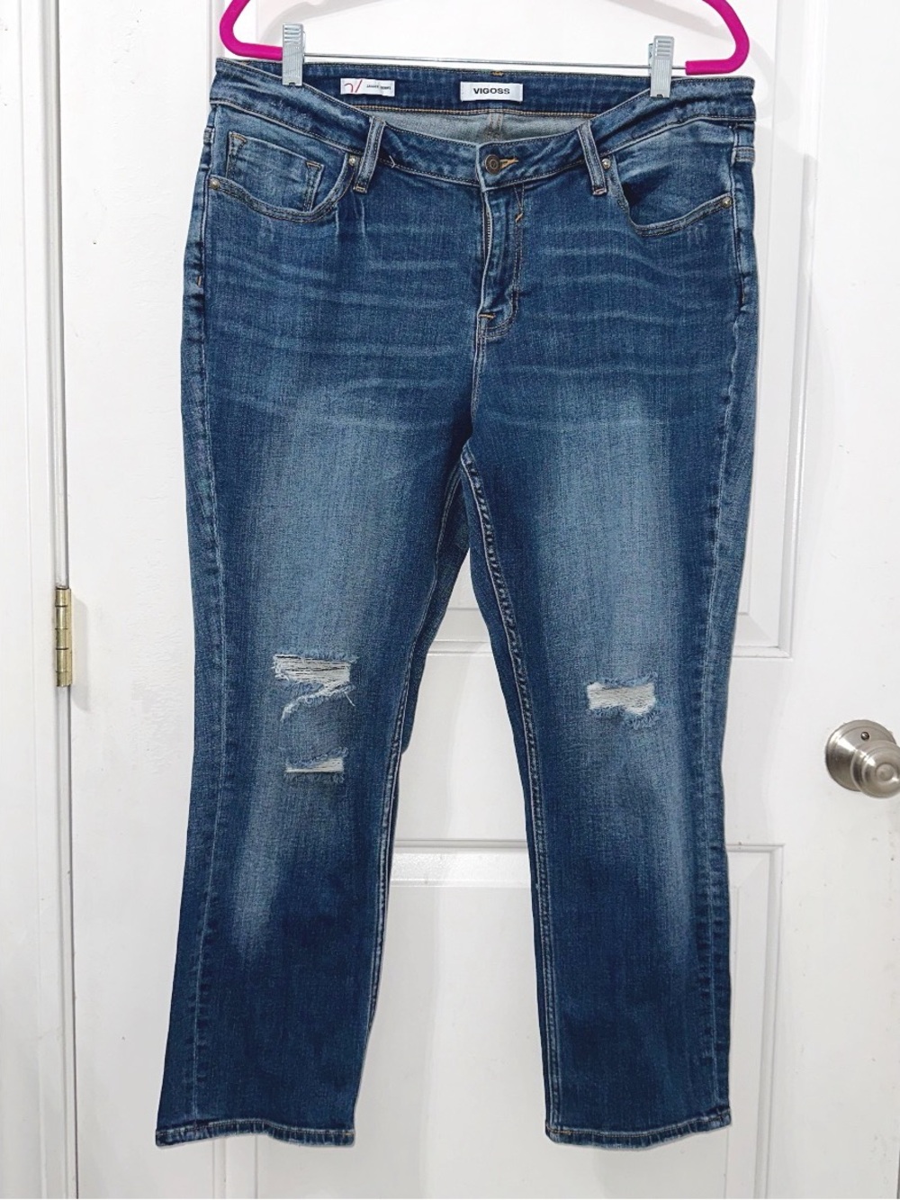VIGOSS Vigoss Jagger Skinny Crop Jeans, featuring a medium-to-dark wash, size 16